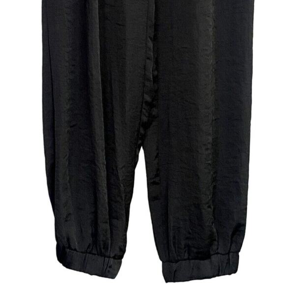 Zara Trf Tapered Elastic Drawstring Waist Harem Pant Pockets Sheer M Black #3776 - Picture 4 of 15